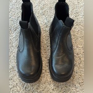 Sleek Black Leather Hytest steal toed slip on Boots